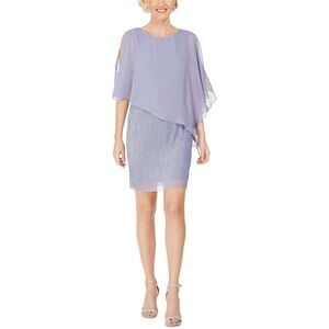 Connected Womens Petite Chiffon Overlay Sheath Dress, NWT